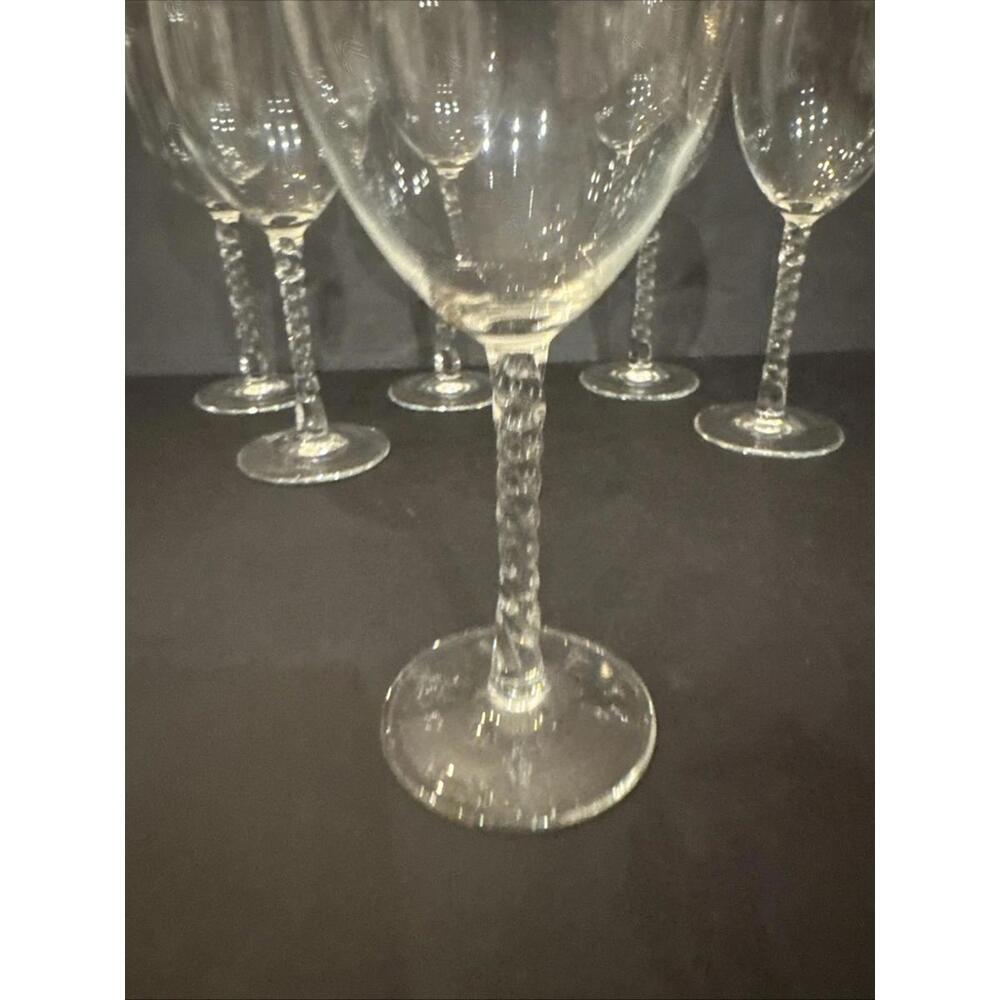Set of 6 NEW Cristal D’Arques-Durand Angelique Clear Wine Glasses Twisted Stem - Picture 2 of 6